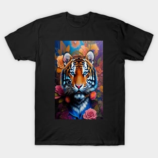 Dreamy Stunning Animals - Exotic Floral Tiger Art T-Shirt